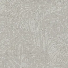 Abstract Palm Leaf Textured Wallpaper in Light Grey