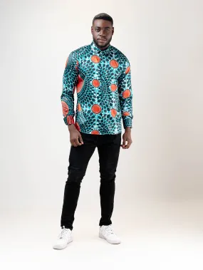 AFRICAN PRINT BABOUNTOU LONG SLEEVE SATIN SHIRT