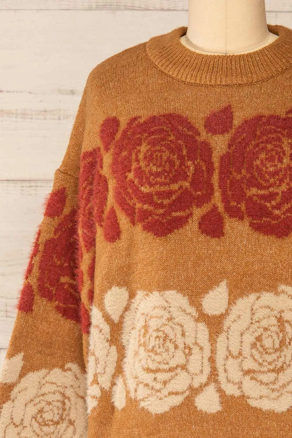 Alopronoia | Rose Pattern Round Collar Sweater