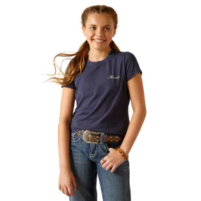 Ariat Girl's Pretty Shield Short Sleeve T-Shirt - Navy Eclipse