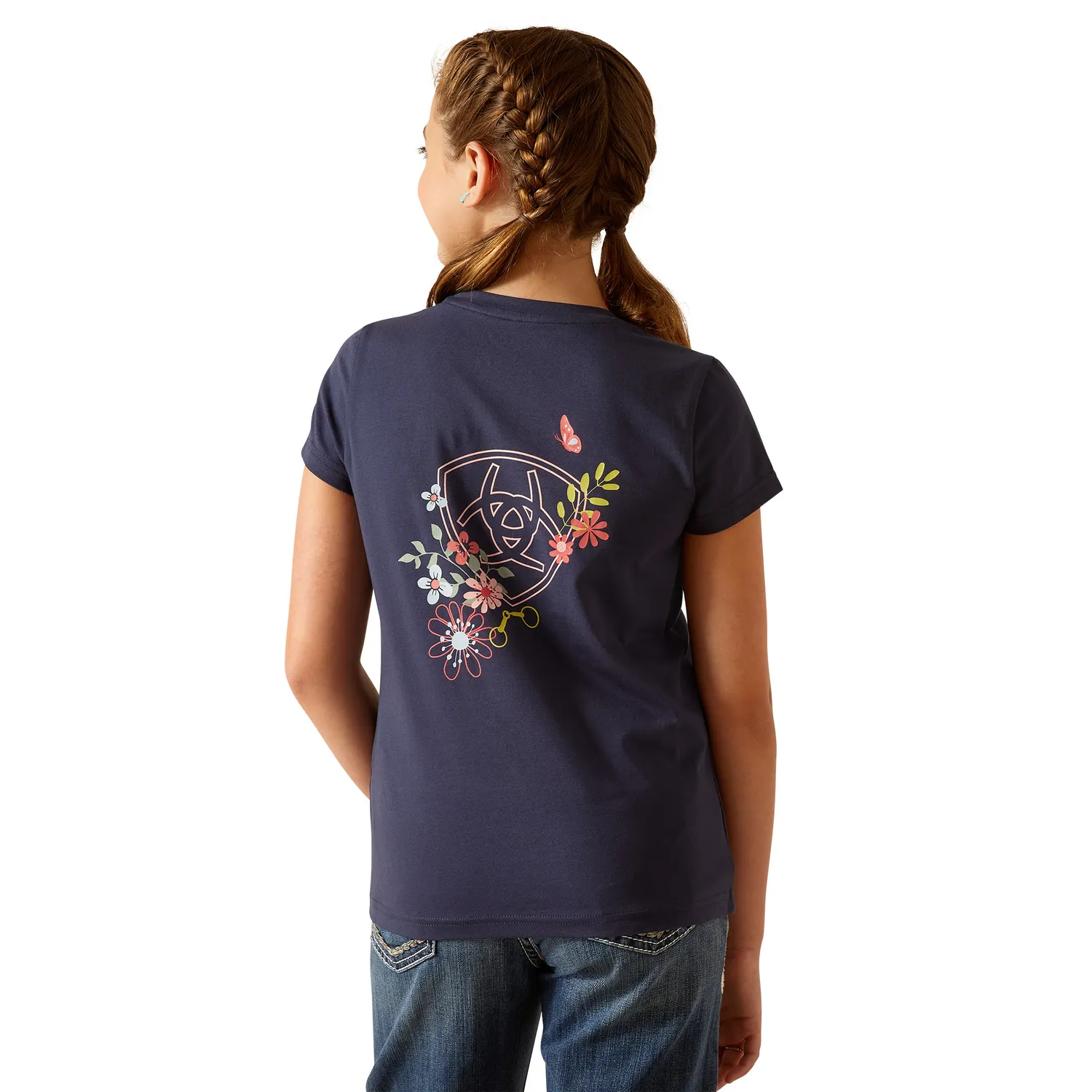 Ariat Girl's Pretty Shield Short Sleeve T-Shirt - Navy Eclipse