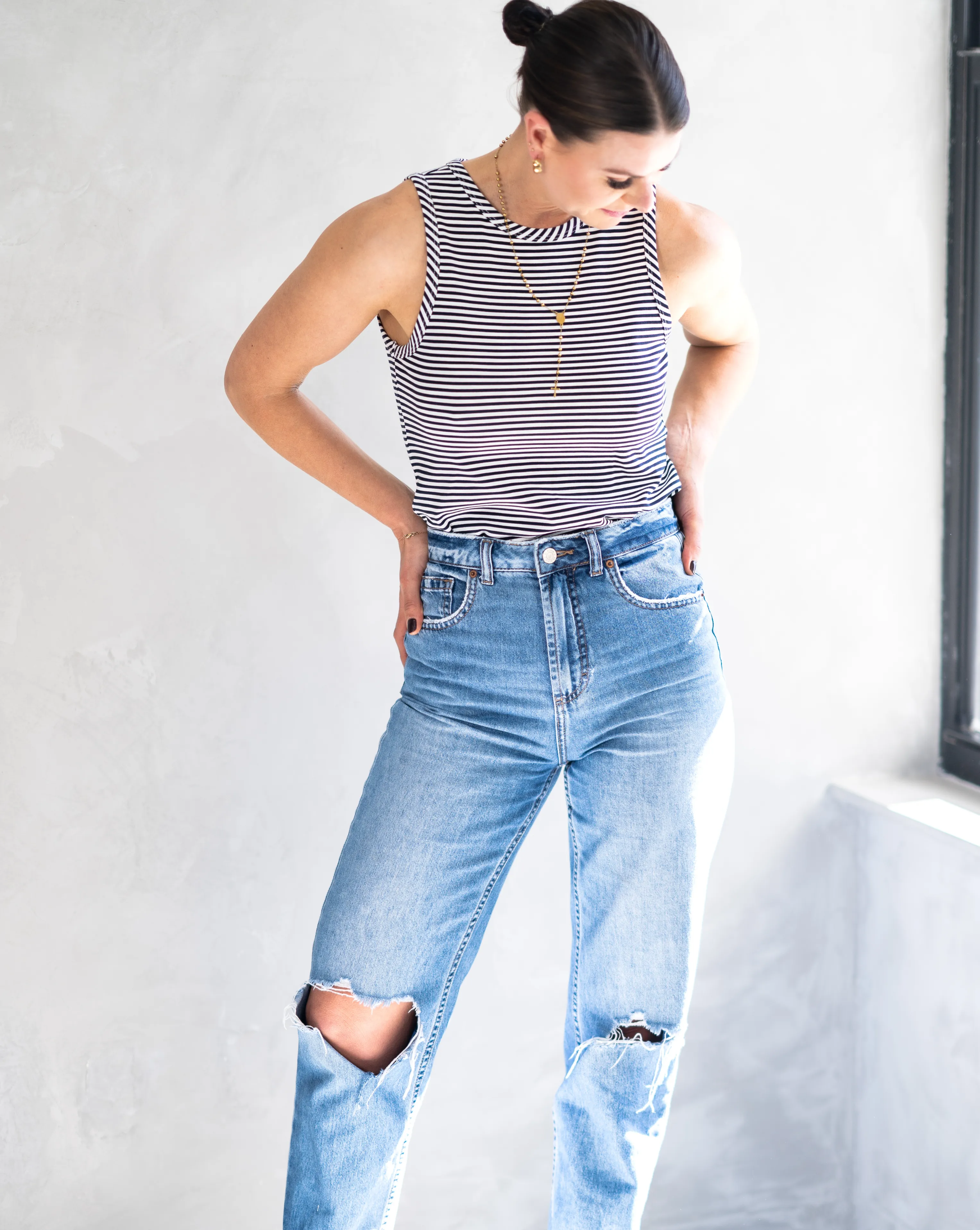 Basic Piped Vest | Striped