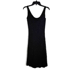 Carmen Marc Valvo Black Beaded Scoop Neck Sleeveless Cocktail Dress