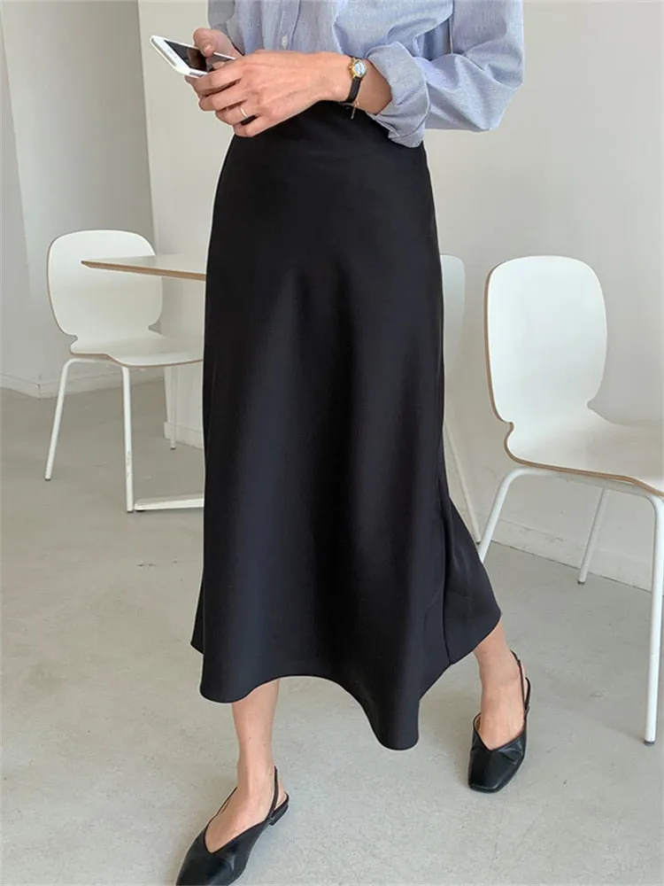 Casual Midi Silk Fashion Skirt