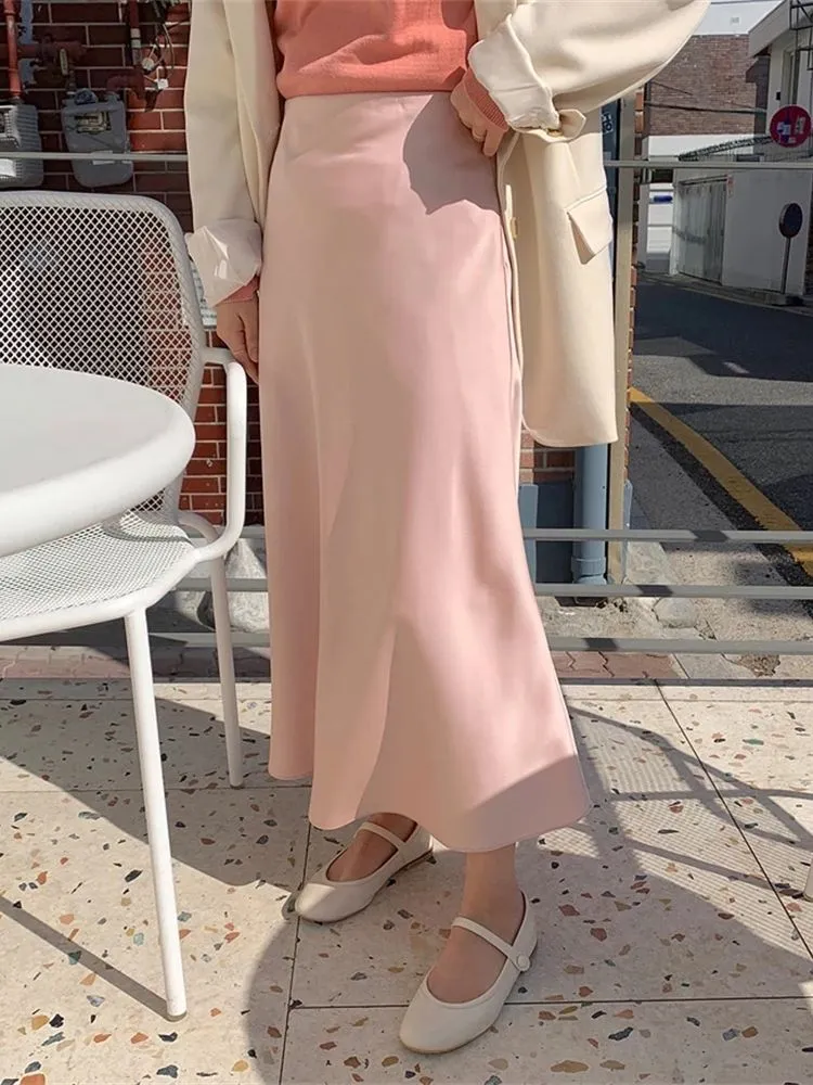 Casual Midi Silk Fashion Skirt