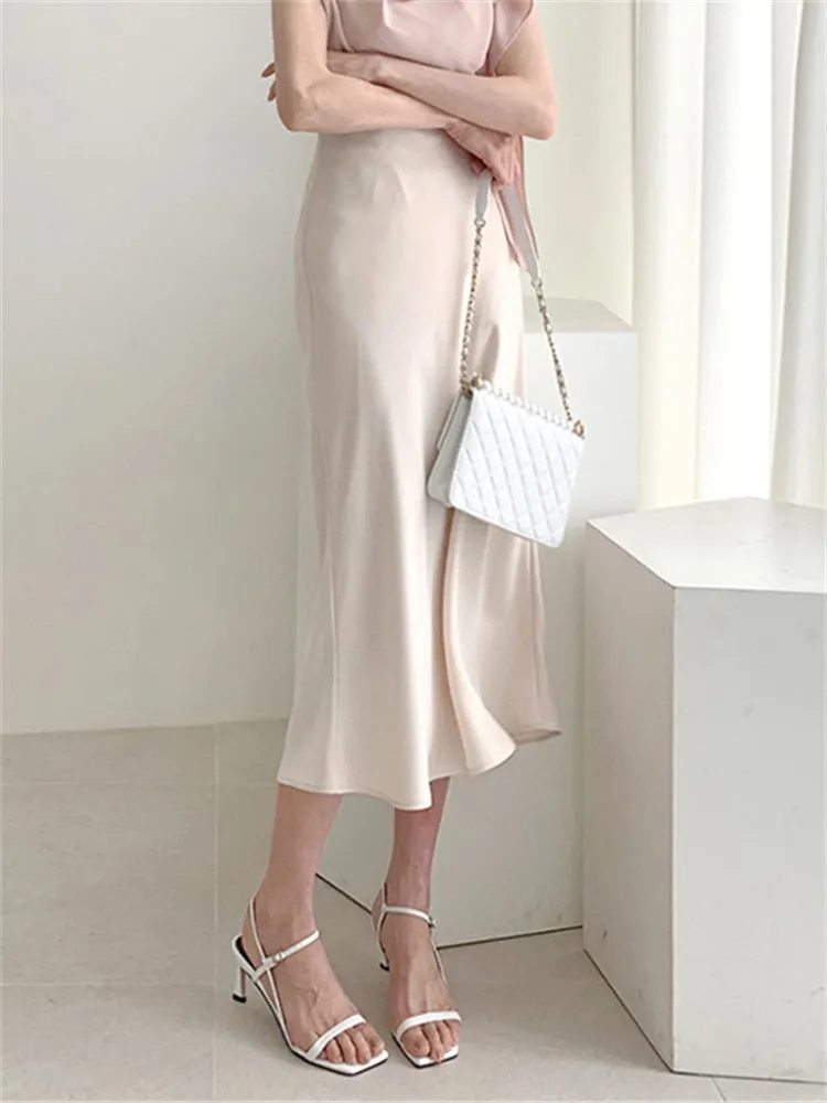 Casual Midi Silk Fashion Skirt