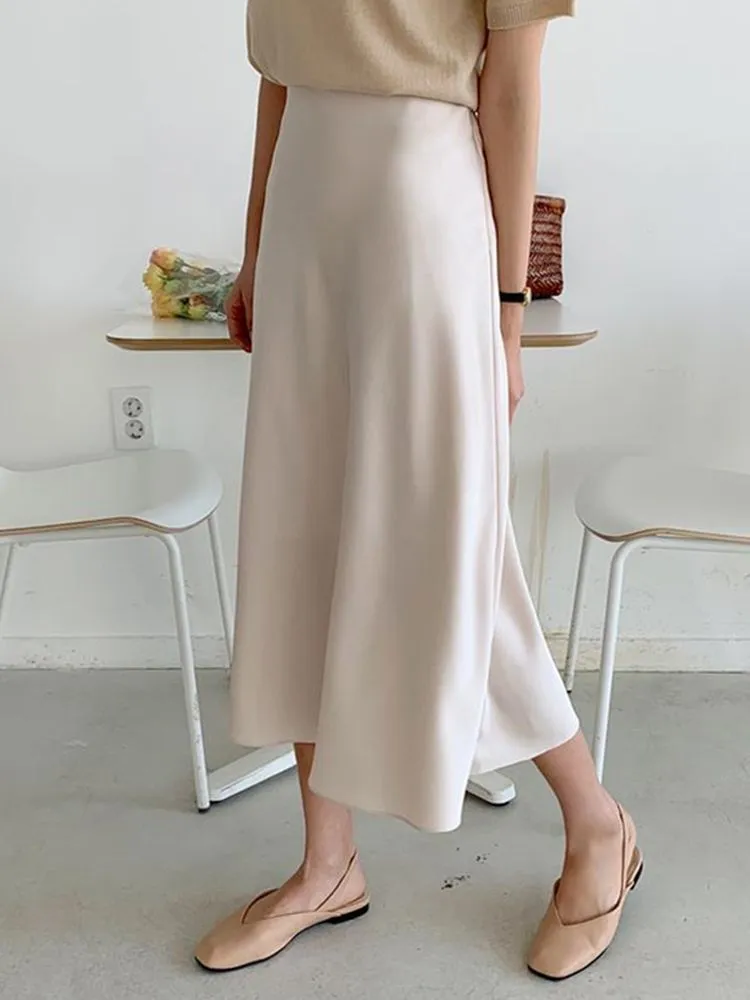 Casual Midi Silk Fashion Skirt