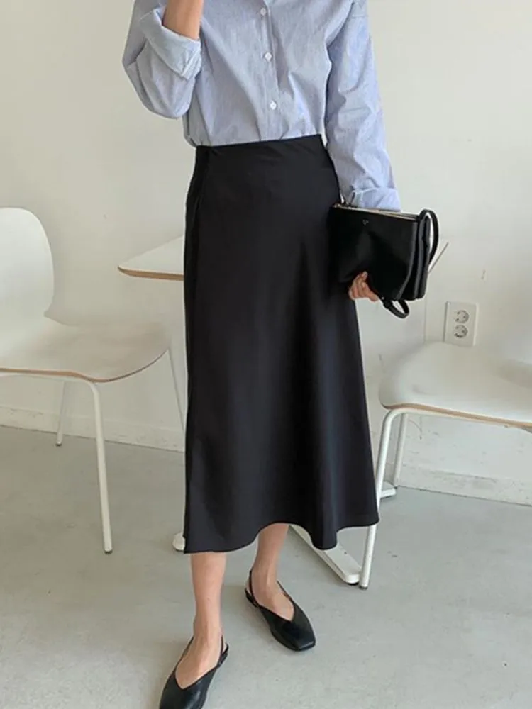 Casual Midi Silk Fashion Skirt