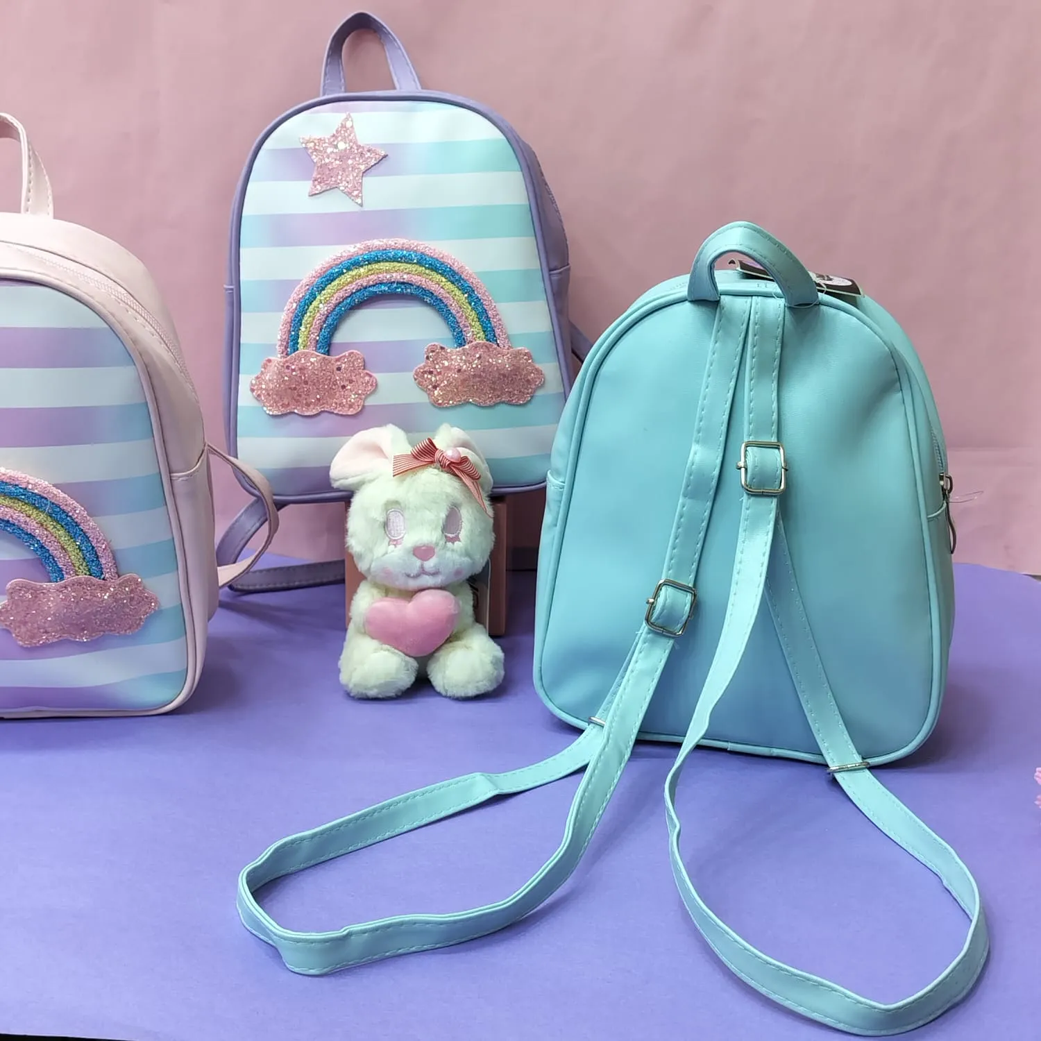 Colourful Rainbow Theme Mini Backpack.