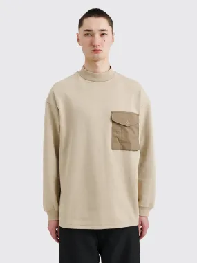 Comme des Garons Homme Long Sleeve Mock Neck T-shirt Beige