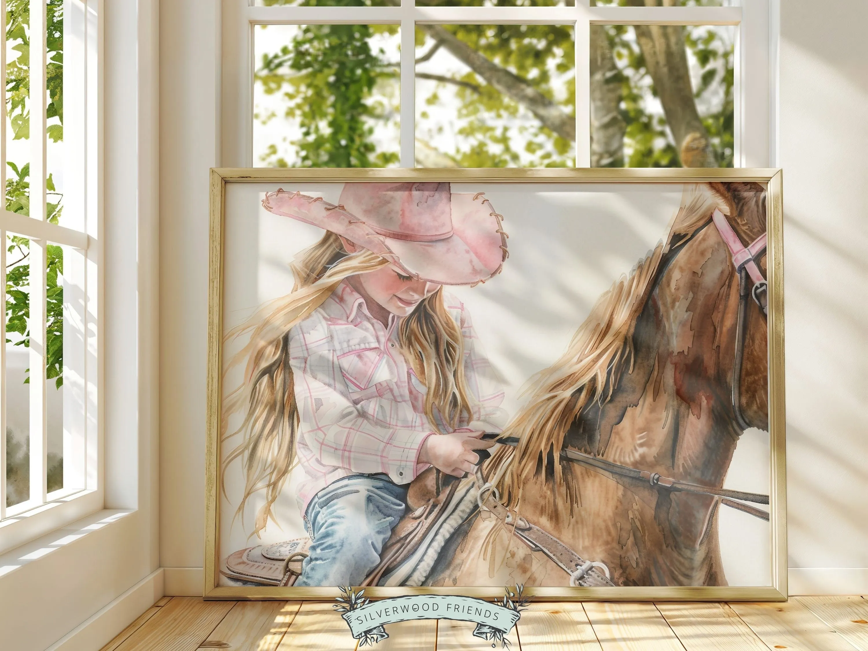 Cowgirl Horse Nursery Print - 001