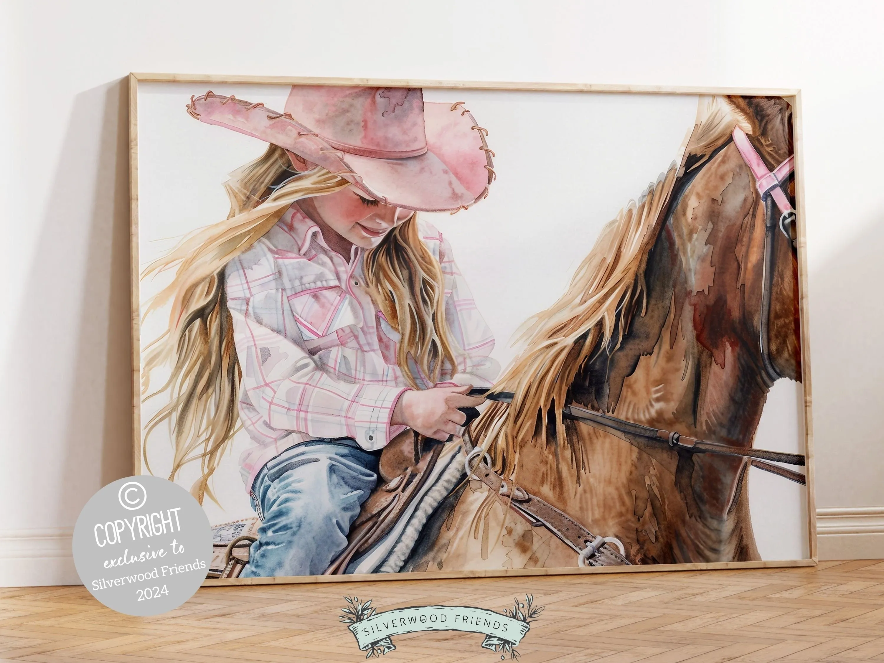 Cowgirl Horse Nursery Print - 001