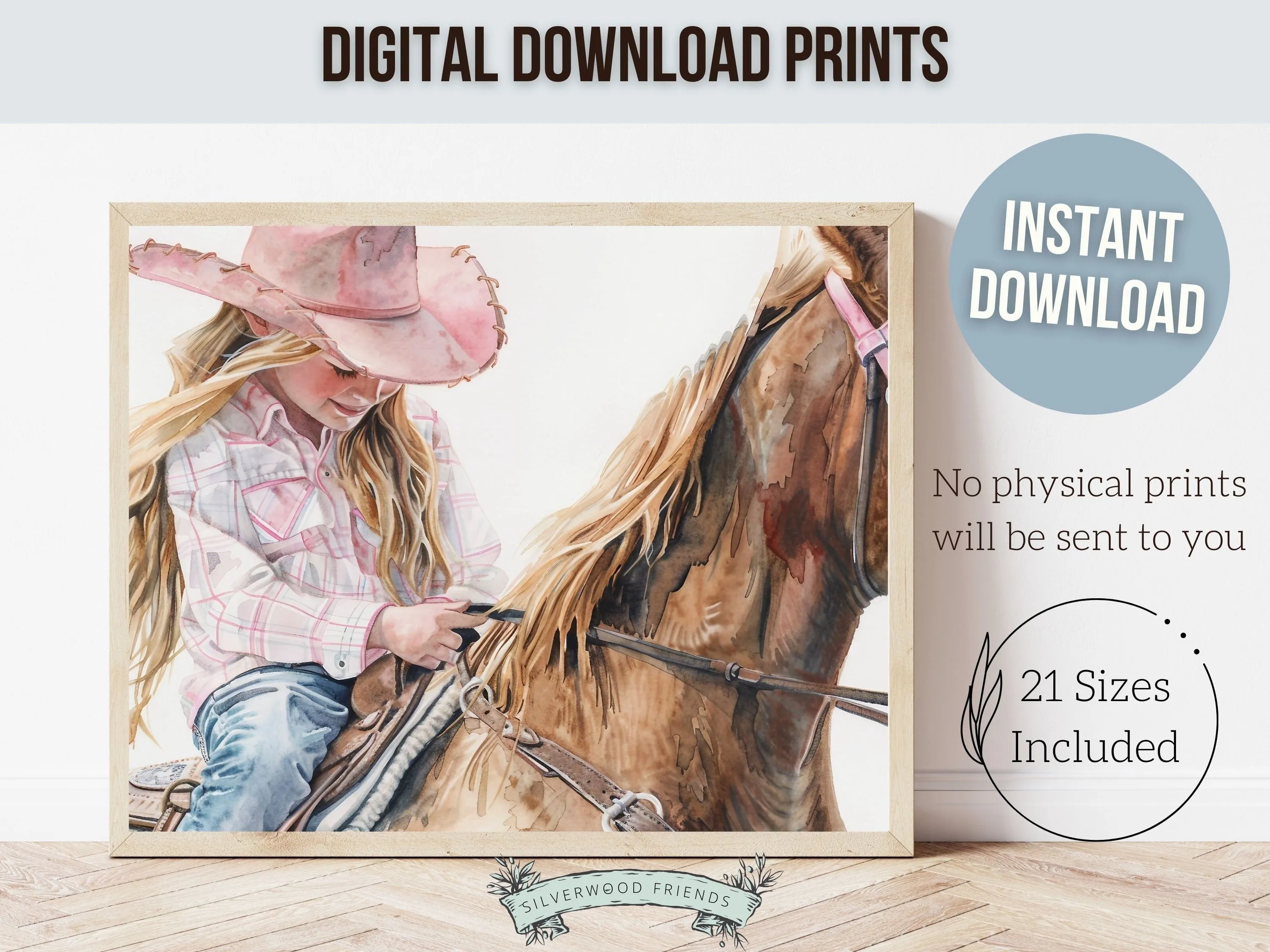 Cowgirl Horse Nursery Print - 001