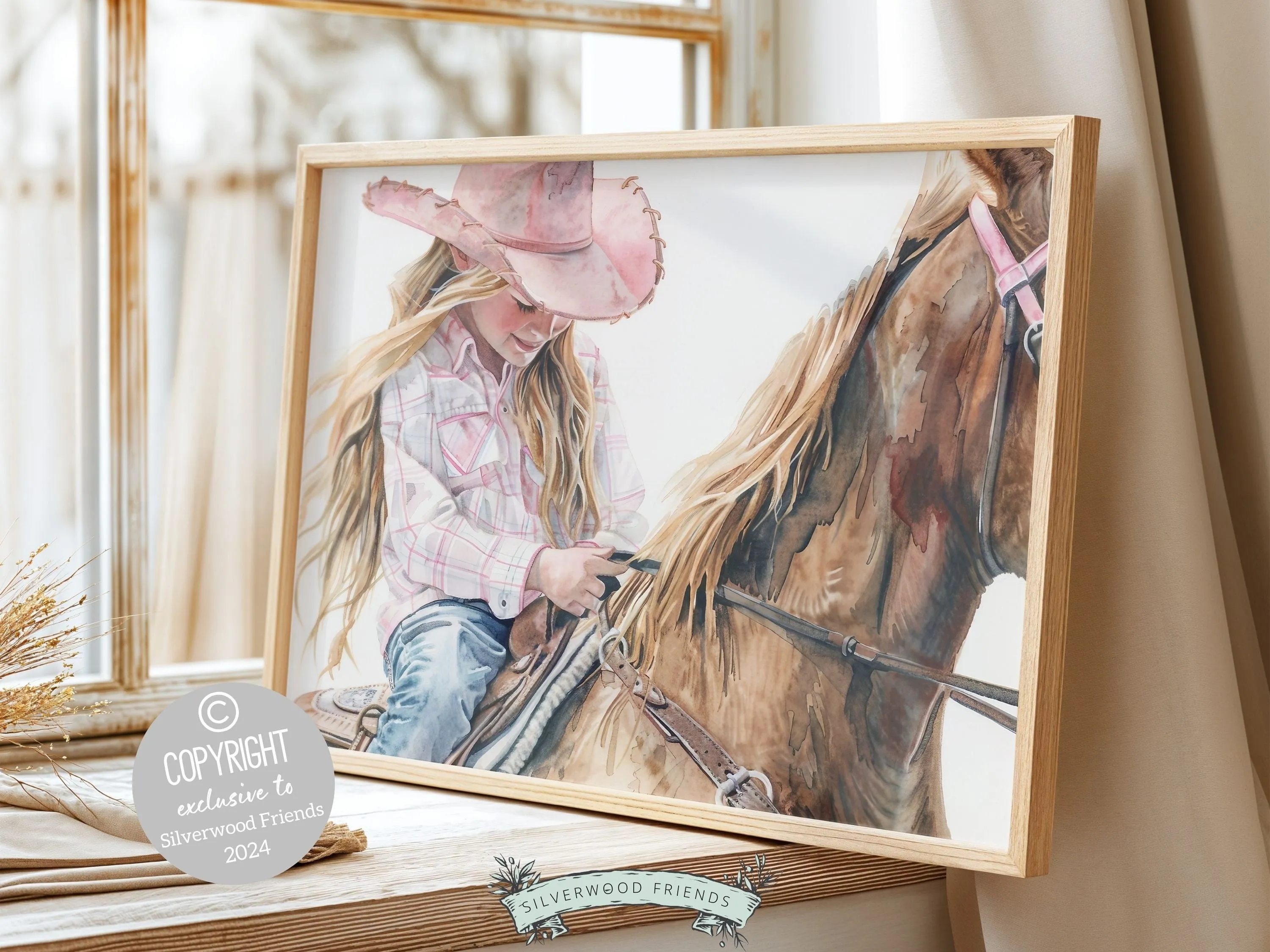 Cowgirl Horse Nursery Print - 001