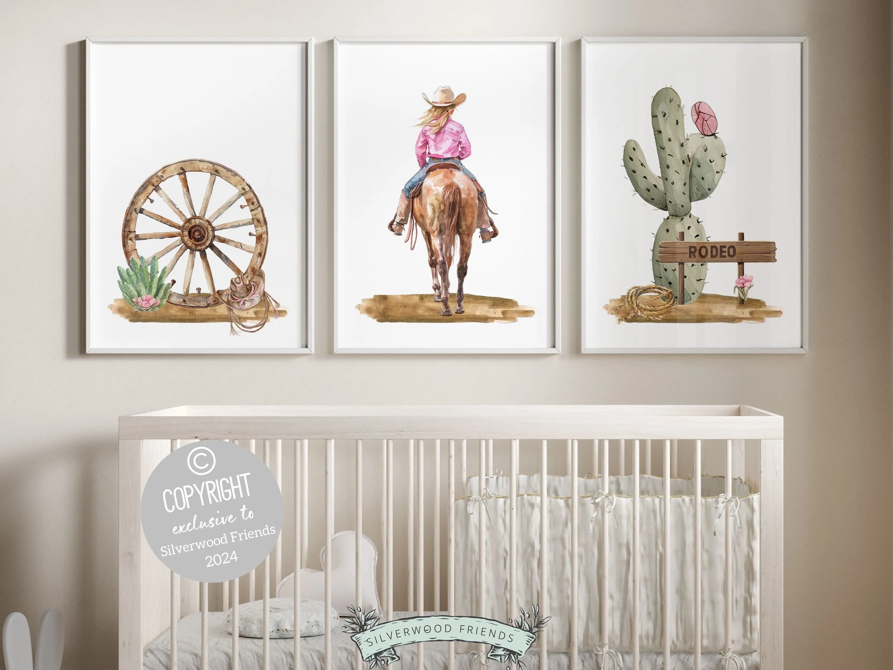 Cowgirl Nursery Prints - Set 2