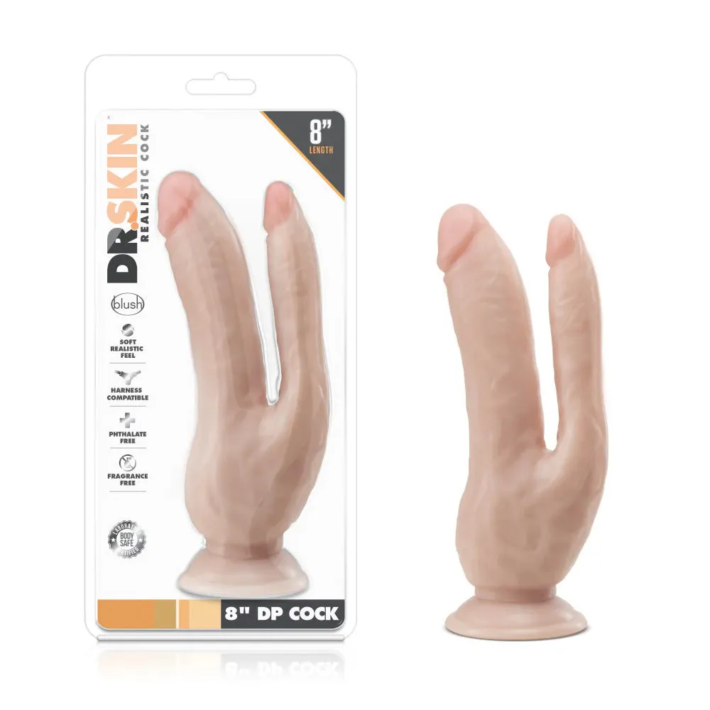 Dr. Skin Realistic 8" DP Cock Dildo With Suction Cup