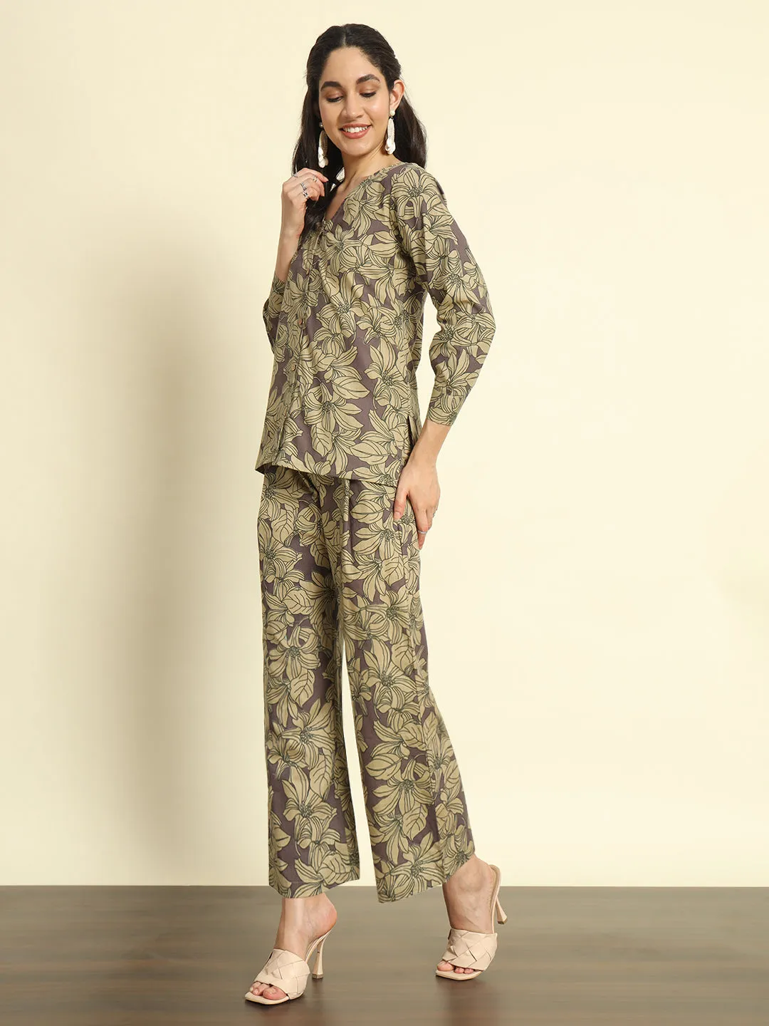 Dusty Plum Floral Pants