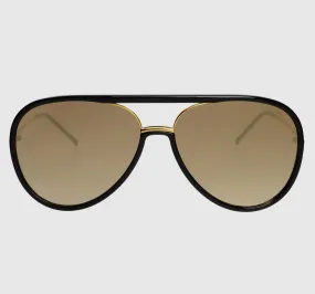 Freyrs Shay Black Gold Mirrored Sunglasses