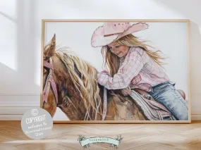 Horse Riding Cowgirl Print - 001