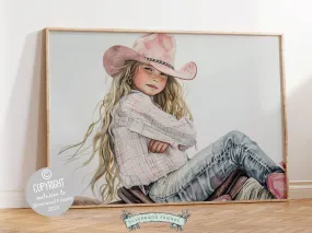 Horse Riding Cowgirl Print - 002