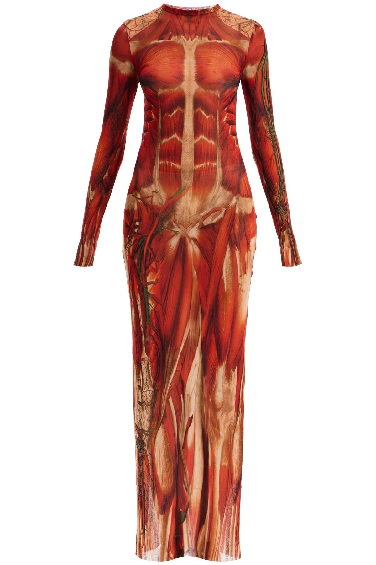 JEAN PAUL GAULTIER maxi mesh dress with ecorché print