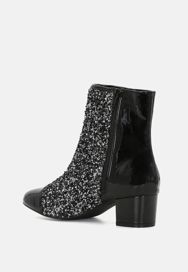 Joyce Black Patent Glittery Boots