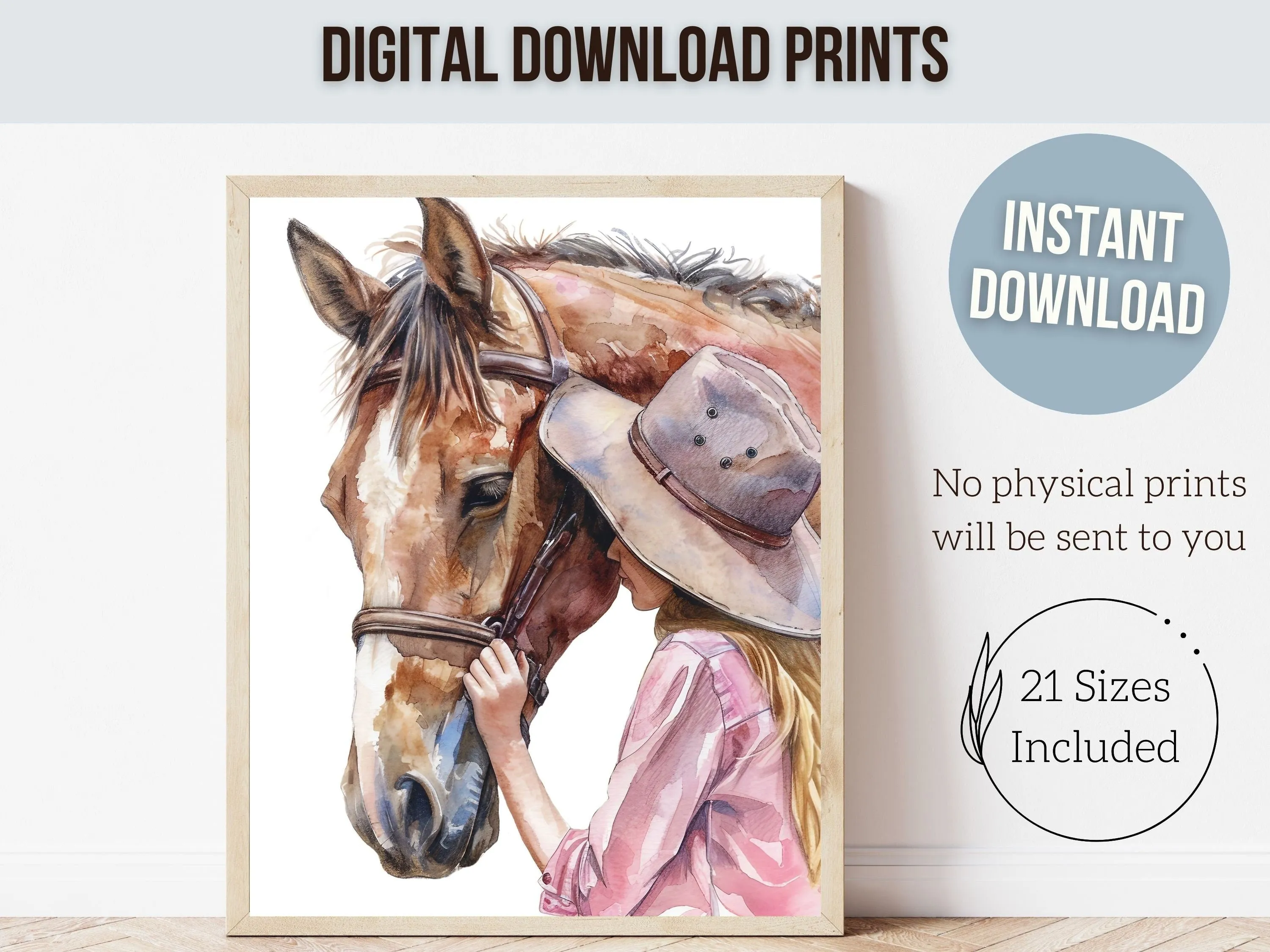 Little Girl Horse Nursery Print - 001