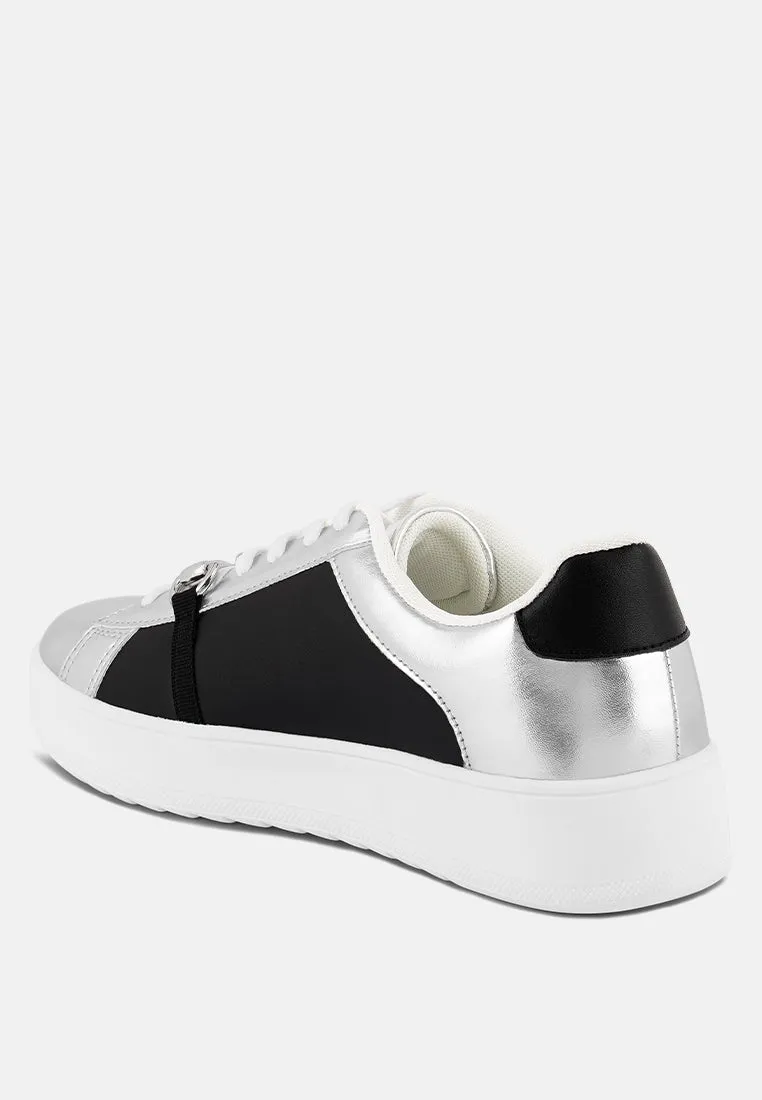 Nemo Contrasting Metallic Faux Leather Sneakers