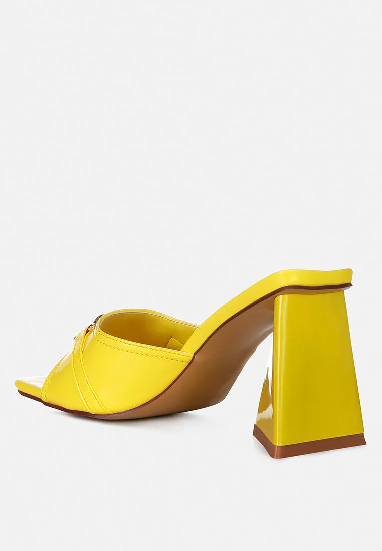 Salisbury Horsebit Buckle Triangular Block Heel Sandals