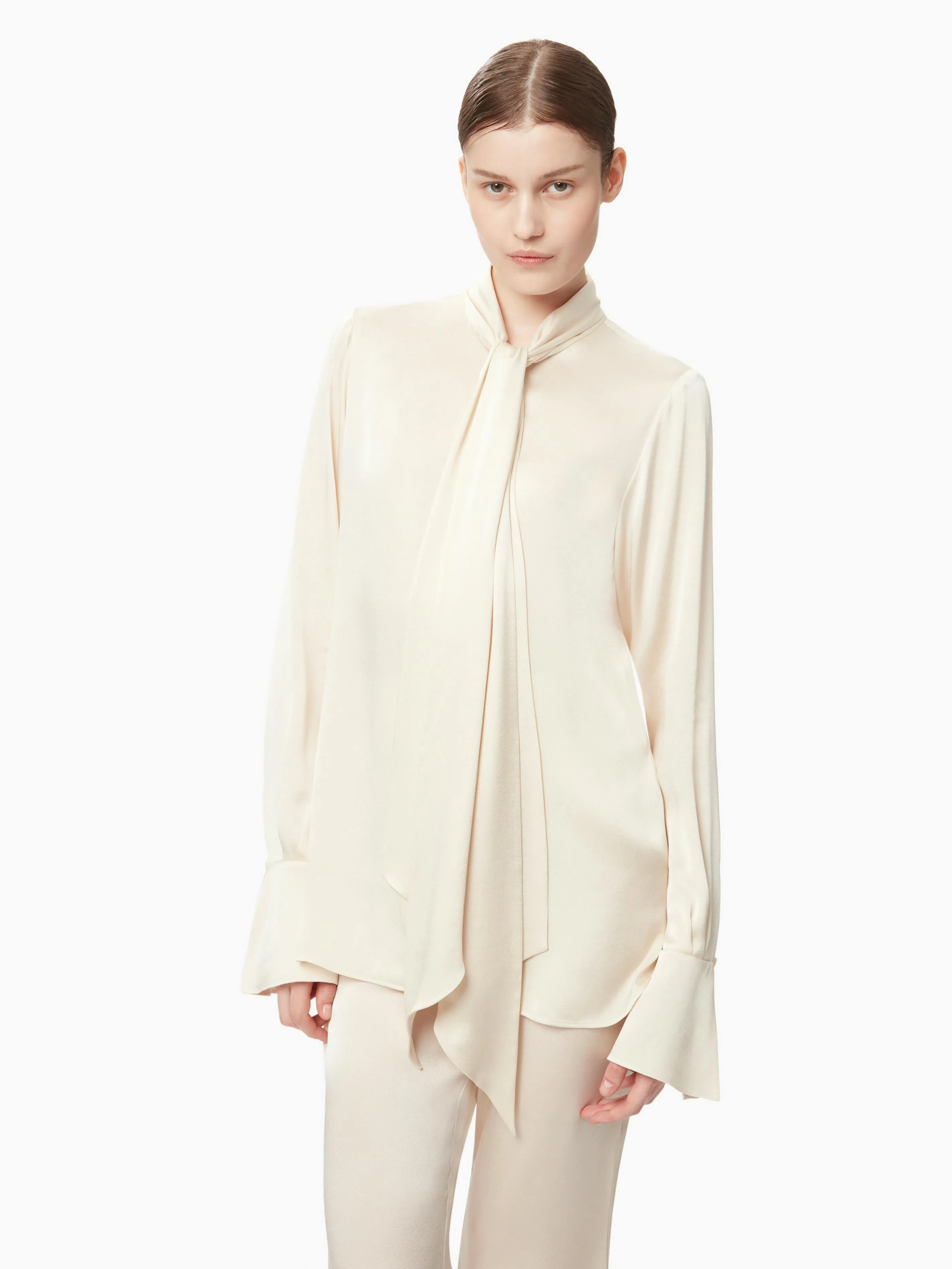 SATIN BLOUSE WITH NECK-TIE