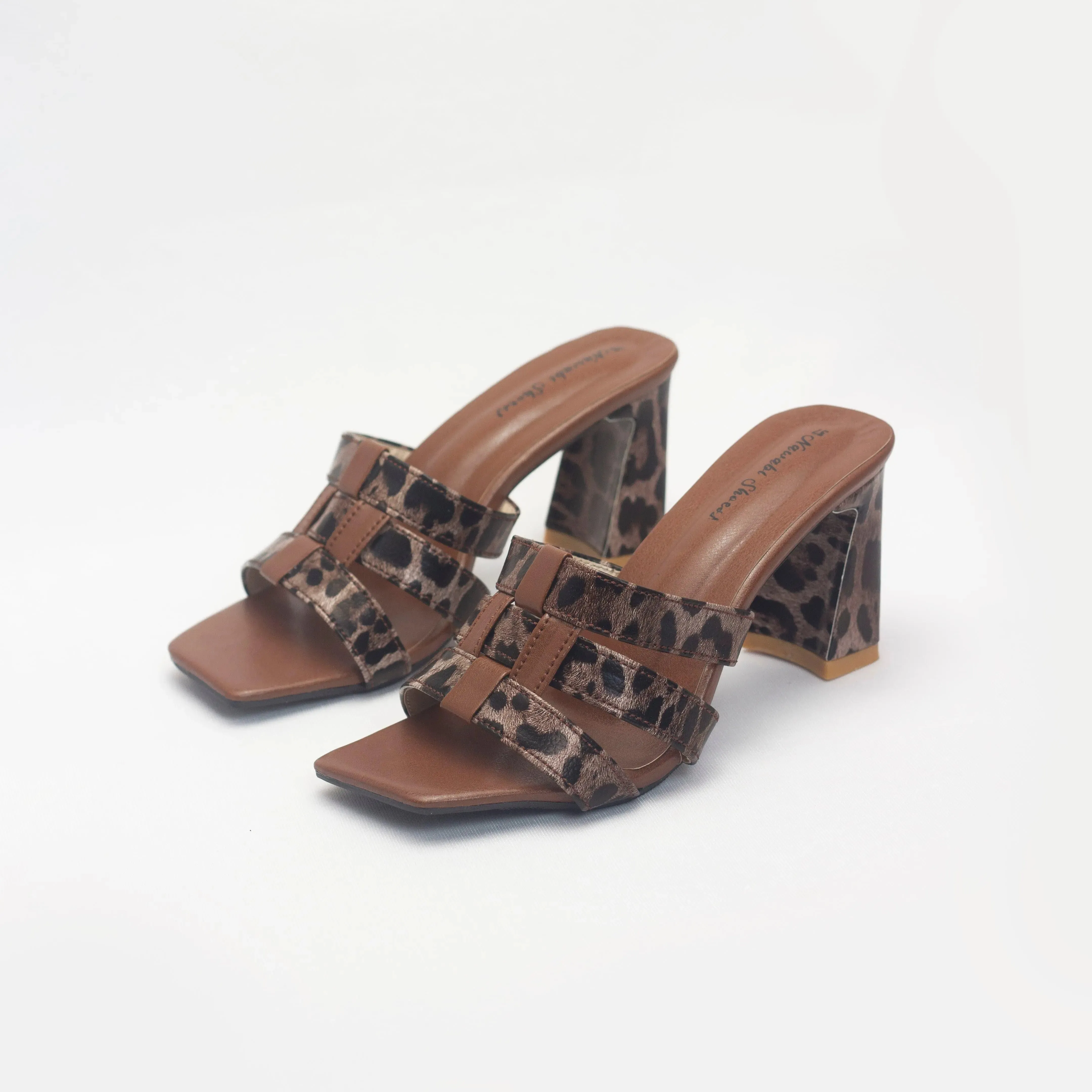 Stylish Cheetah Print Heels Mules For Women's | Nawabi Shoes BD