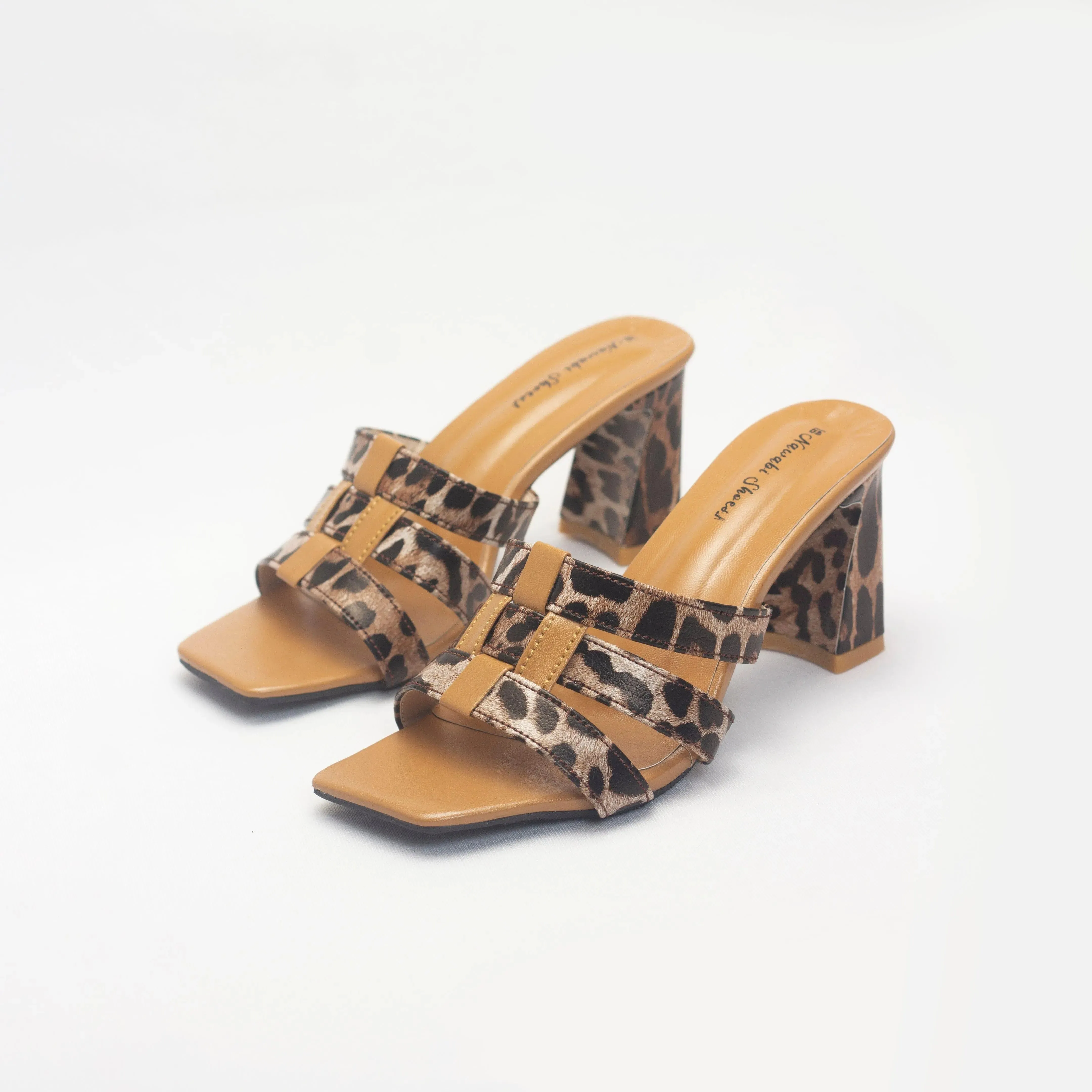 Stylish Cheetah Print Heels Mules For Women's | Nawabi Shoes BD