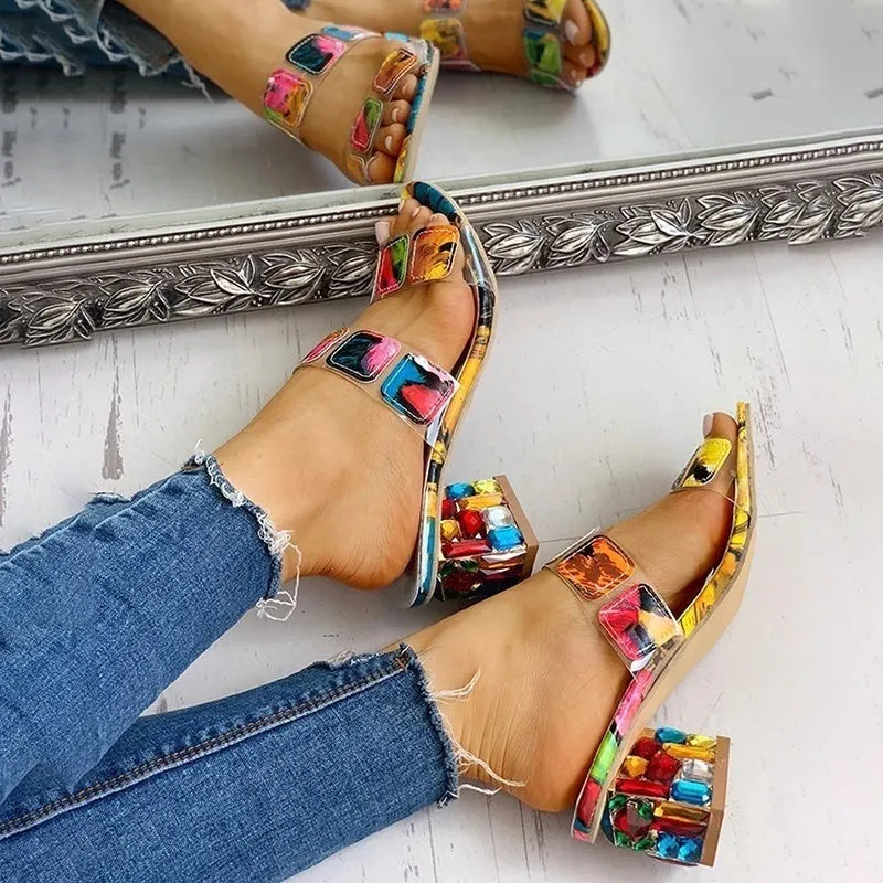 Tonya Multicolor Mini Heel Sandals